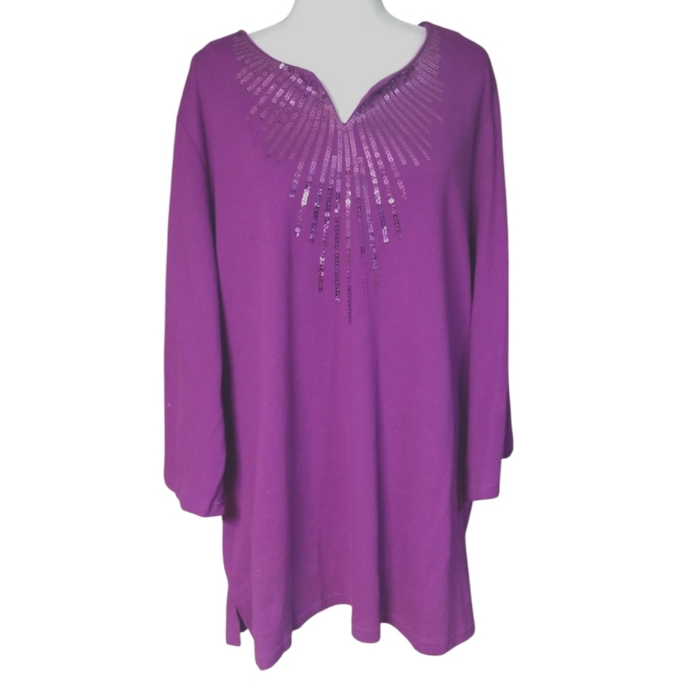 Quacker Factory Purple Tunic with Sequin Detail